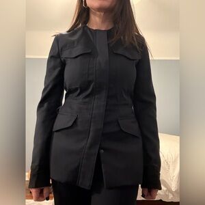 Rag & Bone Wool Collarless Fitted Utility-Style Blazer